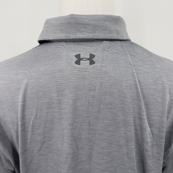 Under Armour Mens HeatGear Polo Shirt XL Extra Large Gray & White Striped - Picture 5 of 8
